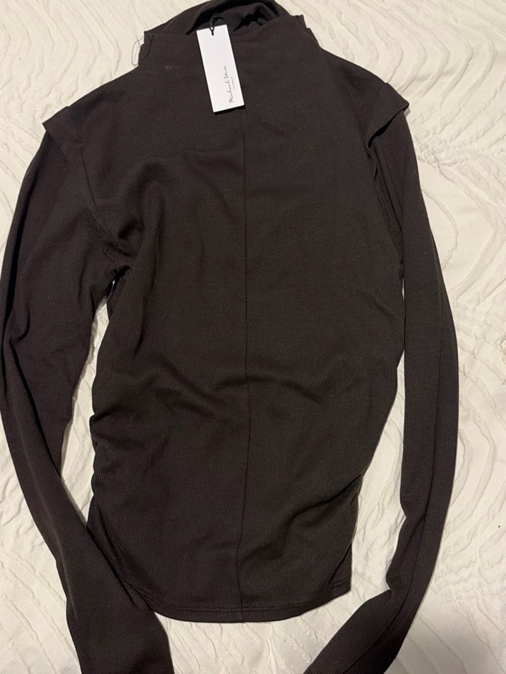 Michael Stars Brown Ribbed Turtleneck Sweater